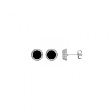 Boucles puces acier + agate noire 880-1680