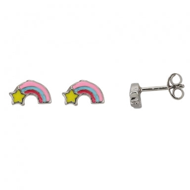 Boucles Argent arc-en-ciel + émail 684-1633