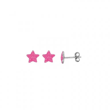 Boucles étoiles émail pailleté rose 684-1673