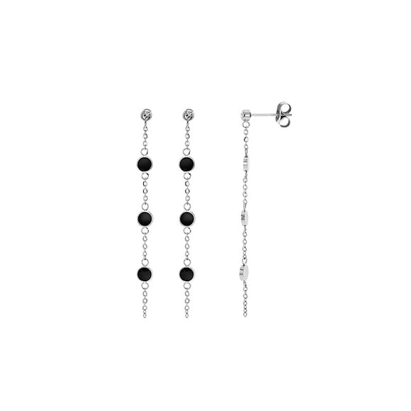 Boucles d'oreilles en acier et email noir