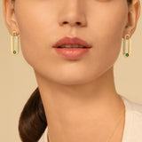 Boucles d'oreilles en acier doré + cristal vert 880J1665