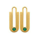 Boucles d'oreilles en acier doré + cristal vert 880J1665
