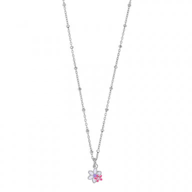 Collier argent + fleurs émail 654e-359