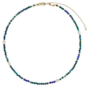 Collier ZAG en acier doré avec perles et pierres diverses 851-1803