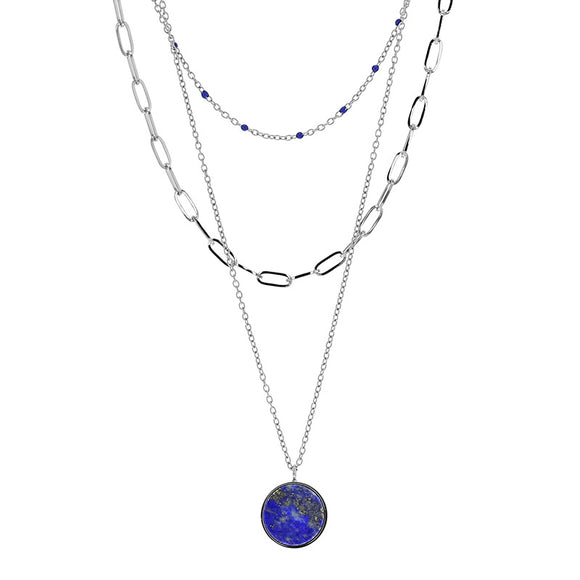 Collier en acier et Lapis Lazuli 851-1789