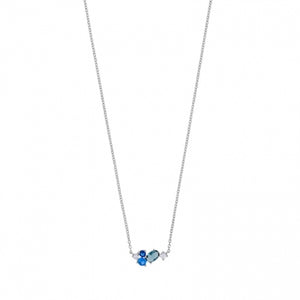 Collier ligne d'oxydes bleus et blancs, tailles rondes et ovales