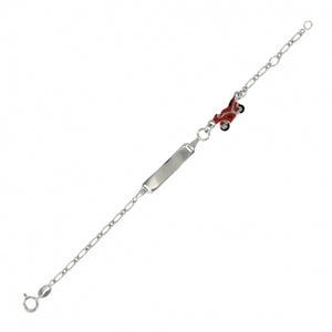 Bracelet d'identité enfant maille figaro + moto rouge 646-116