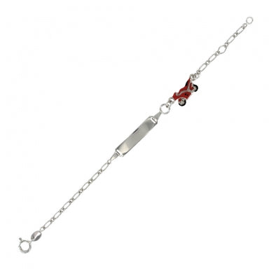 Bracelet d'identité enfant maille figaro + moto rouge 646-116