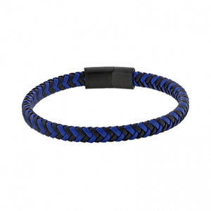 Bracelet cuir noir et bleu 842-1441