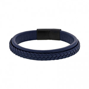 Bracelet cuir noir et bleu 842-1442