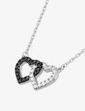 Collier en argent double coeurs zirconiums noirs et blancs 654z2265