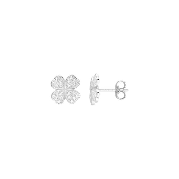 Boucles d'oreilles trèfles en argent et zirconiums 682-2173