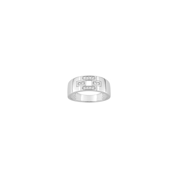 Bague en argent rhodié et zirconium 611-4084