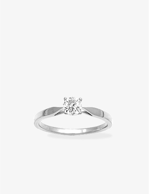 Bague solitaire en argent rhodié et zirconium 611-3997