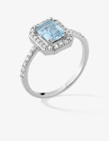 Bague entourage en argent zirconium blanc et bleu 611-4189