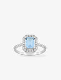 Bague entourage en argent zirconium blanc et bleu 611-4189