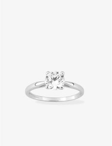 Bague solitaire en argent rhodié et zirconium 611-4000