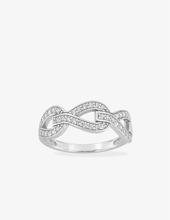 Bague en argent rhodié et zirconium 611-4087
