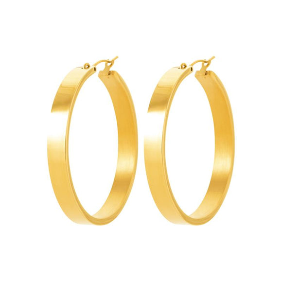 Boucles d'oreilles créoles en acier doré 880j1205