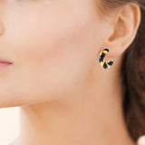 boucles en acier doré et laque noire 880J1406