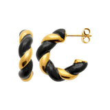 boucles en acier doré et laque noire 880J1406