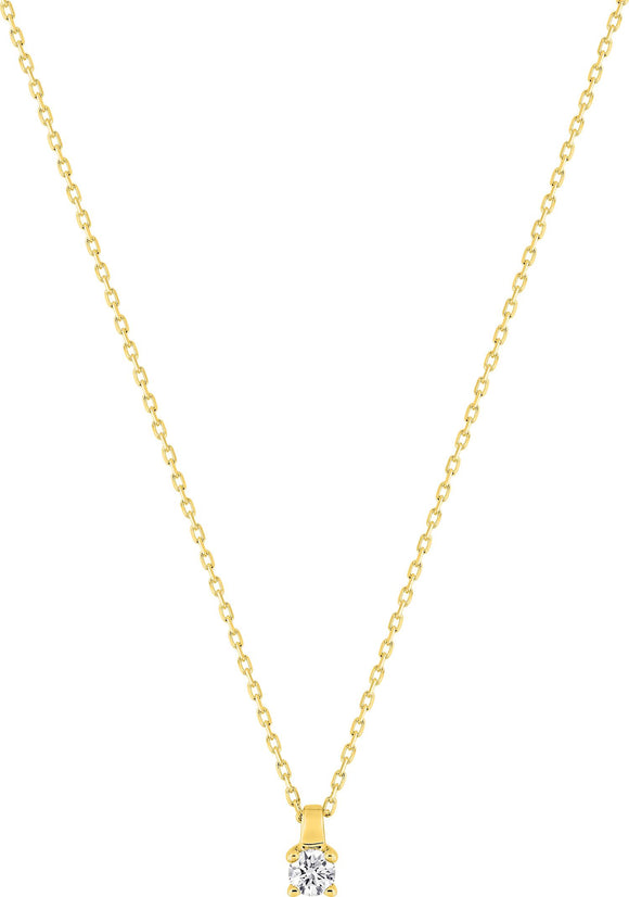 Collier solitaire en or jaune 9ct et zirconium 353-76