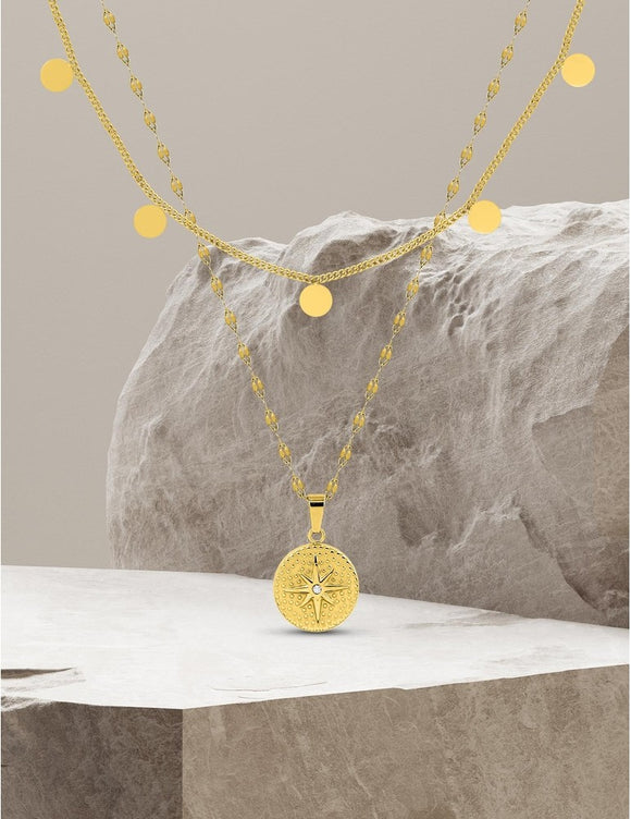 Collier double en acier jaune 850J417