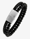 Bracelet cuir et pierres noires 842-1465
