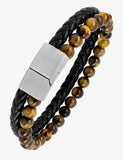 Bracelet cuir et pierre oeil de tigre 842-1469