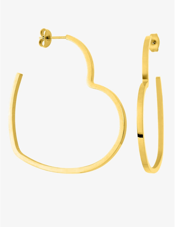 Boucles créoles Coeurs en acier doré 880J1096