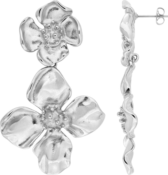 Boucles d'oreilles en acier fleurs 880-1462