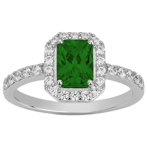 Bague en argent avec zirconiums vert et blancs 611-3861