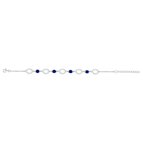 Bracelet Argent + saphir synthétique et zirconiums 645z-105
