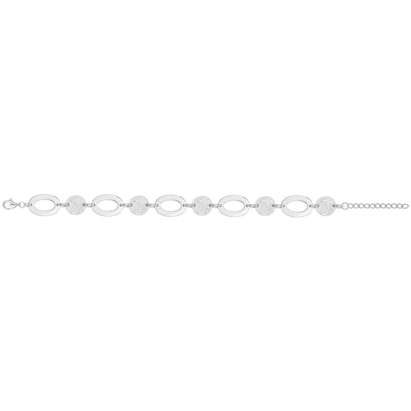 Bracelet en argent rhodié avec pastilles martelées 645-2077