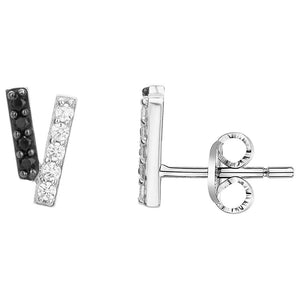 Boucles d'oreilles en argent avec zirconiums blancs et noirs 682-2324