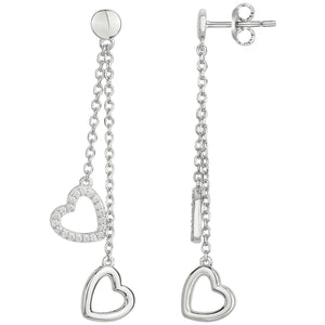 Boucles d'oreilles en argent coeurs pendantes 681-3359