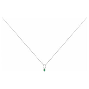 Collier en argent + pierre synthétique verte 654z2167