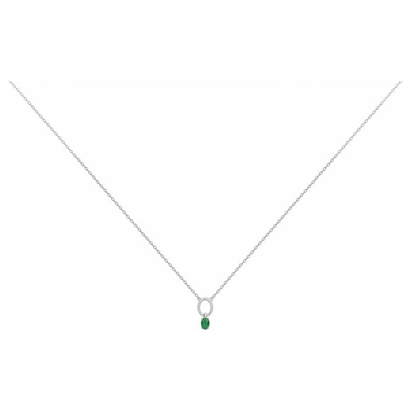 Collier en argent + pierre synthétique verte 654z2167