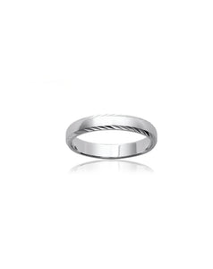 Bague Valentin motifs striés 1 en argent largeur 4mm