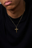 Collier homme + croix en acier doré 850j1270