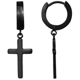 Boucles créoles croix en acier noir 880-1615