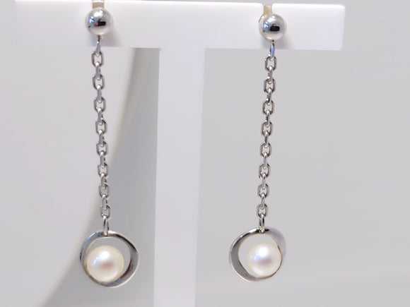 Boucles d'oreilles en or blanc 18ct et perles 383-41