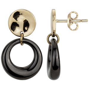 Boucles en acier doré + céramique noire 880J693