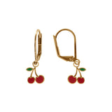 Boucles cerises en plaqué or et email rouge 787-17