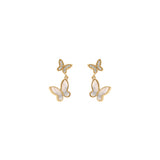Boucles d'oreilles papillons nacre en plaqué or 782-1030