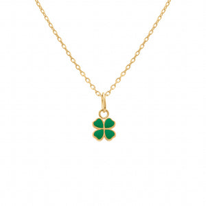 Collier trèfle en plaqué or + résine verte 755E3