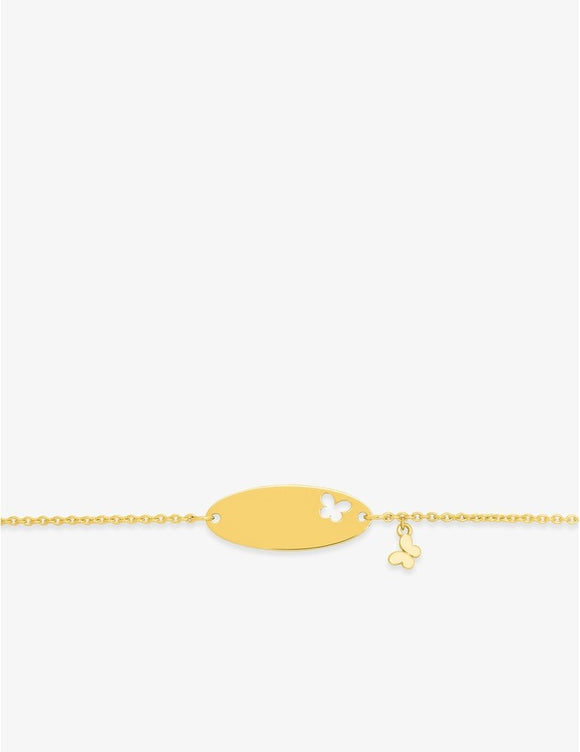 Bracelet d'identité bébé avec papillon ajouré en or jaune 9ct 446J209