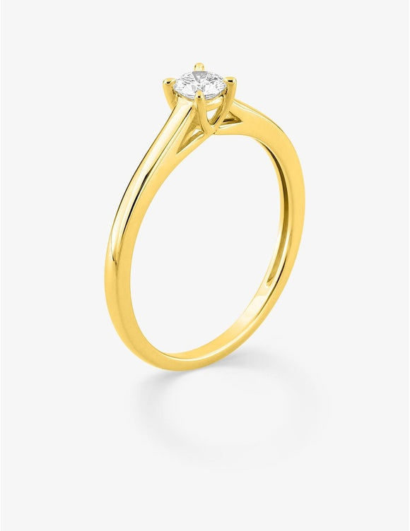 Bague solitaire en or jaune 9ct et diamants de laboratoire 415L23Y