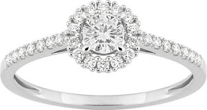 Bague solitaire accompagné en or blanc 9ct et diamants de laboratoire 405L8