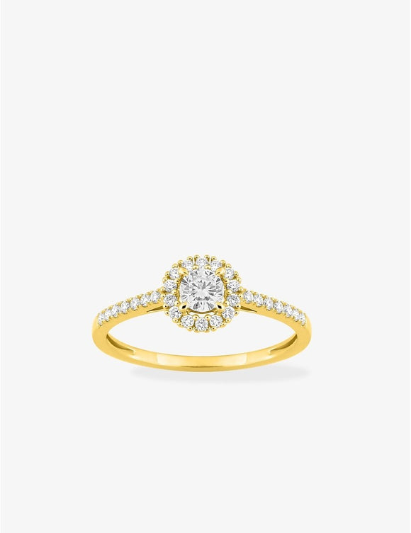 Bague en or jaune 9ct et diamants de laboratoire 415L14